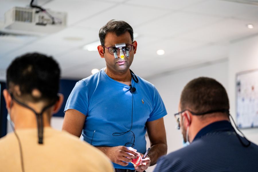 Close-up of dental model training
